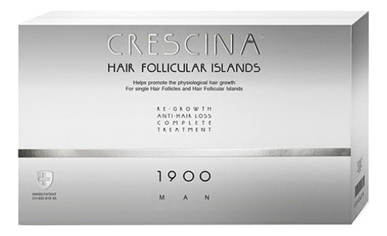 Crescina Лосьон Follicular Islands 1900 для Стимуляции Роста Волос для Мужчин №20 + Лосьон против Выпадения Волос №20