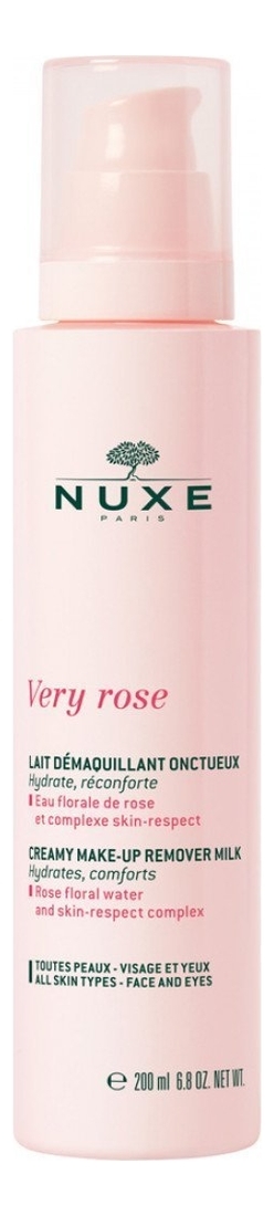 NUXE Молочко Very Rose для Снятия Макияжа для Лица и Кожи вокруг Глаз, 200 мл 