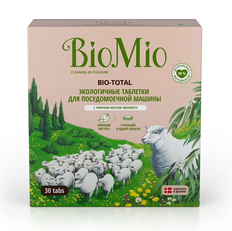 BIOMIO Таблетки Bio-Total для Посудомоечной Машины с Маслом Эвкалипта, 30 шт