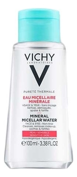 VICHY Вода Purete Thermale Aqua Micelar Mineral Мицеллярная с Минералами для Чувствительной Кожи, 100 мл