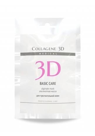 Collagene 3D Альгинатная маска для лица и тела с розовой глиной Basic Care, 30 г