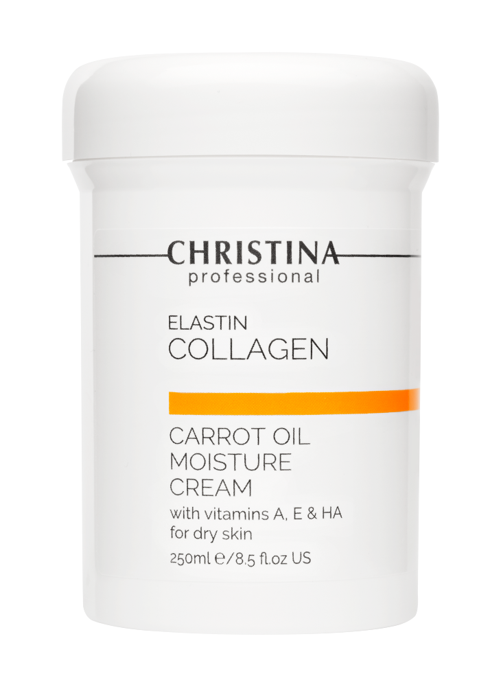 Christina Крем ElastinCollagen Carrot Oil Moisture Cream with Vitamins A, E & HA for Dry Skin Увлажняющий с Морковным Маслом, Коллагеном и Эластином для Сухой Кожи, 250 мл
