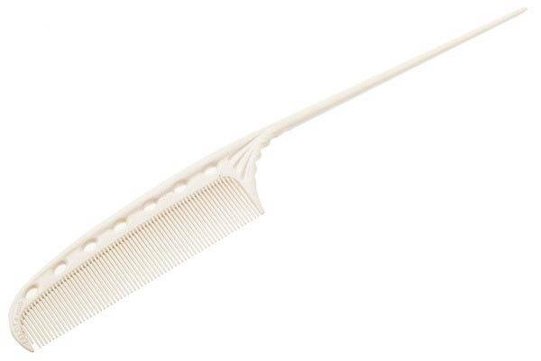 Y.S.PARK Расчёска Супер Короткая Белая с Пластиковым Хвостиком (Мелкие Зубцы)
